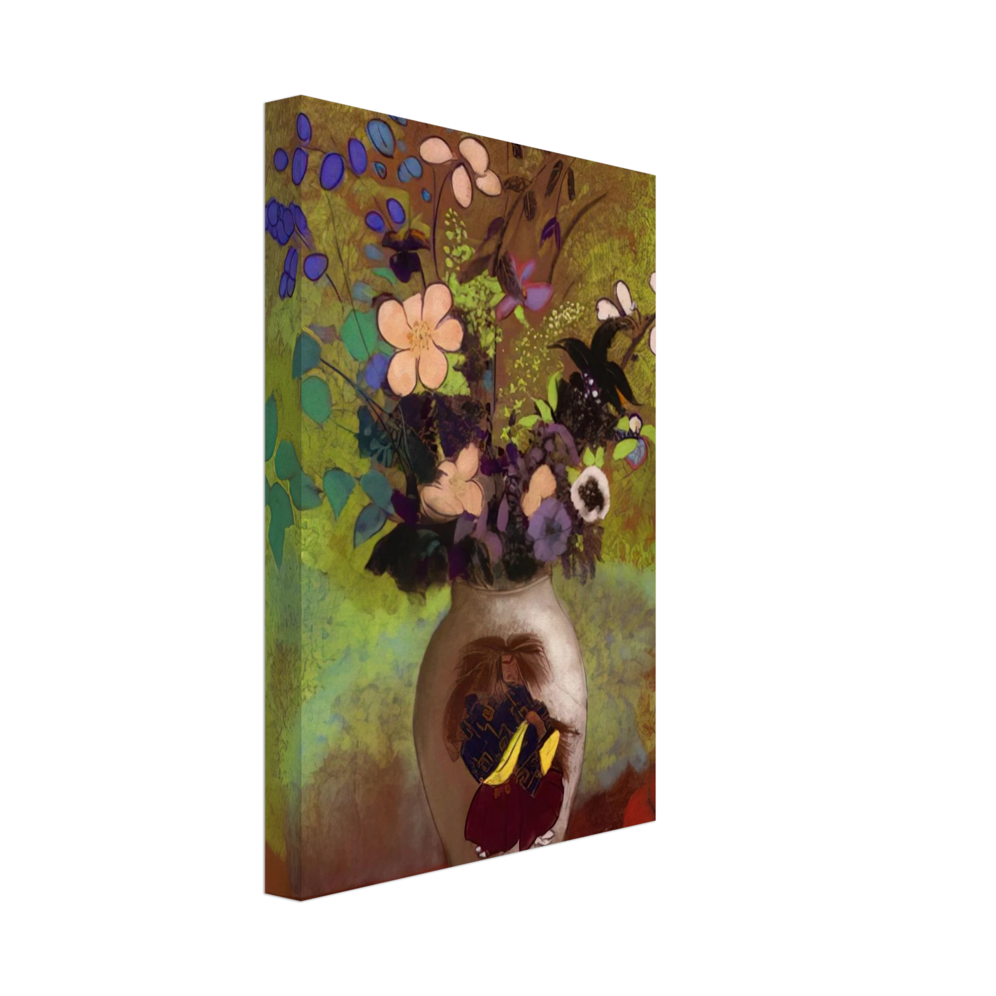 Odilon Redon - VASE WITH JAPANESE WARRIOR 1905 Canvas - 40x60 cm / 16x24 inches-canvas