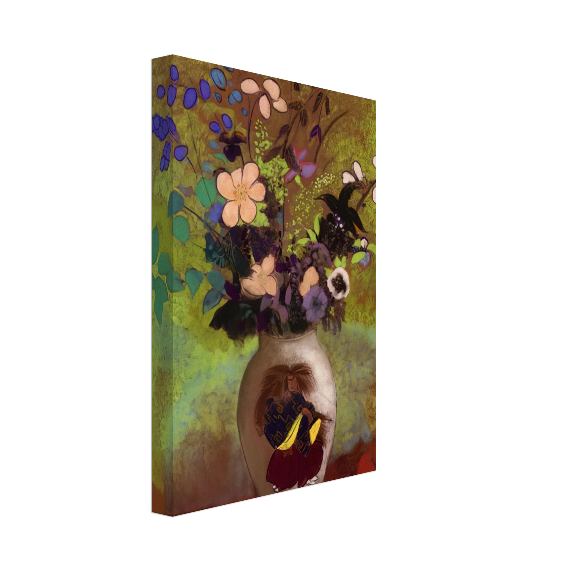 Odilon Redon - VASE WITH JAPANESE WARRIOR 1905 Canvas - 40x60 cm / 16x24 inches-canvas