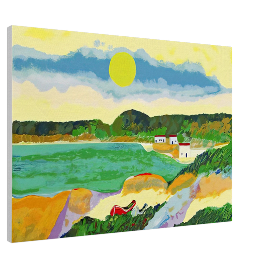 Aldemir Martins - Marinha Com Casas - Post-Impressionism Canvas - 20x30 cm / 8x12 inches-canvas