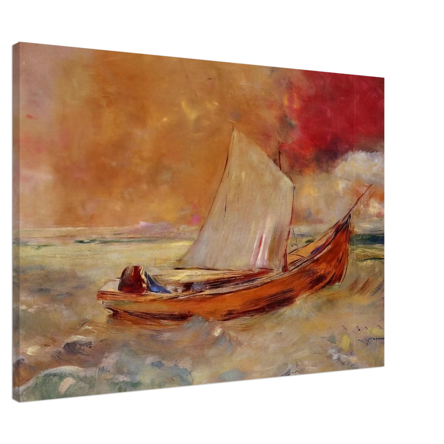 Odilon Redon - YELLOW BOAT Canvas - 20x30 cm / 8x12 inches-canvas