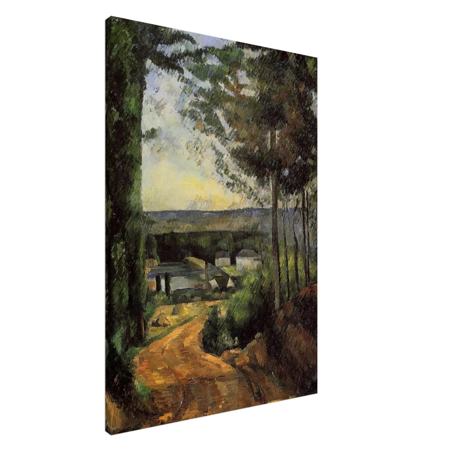 Paul Cezanne - Road, Trees and Lake Canvas - 20x30 cm / 8x12 inches-canvas