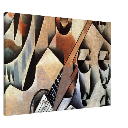 Juan Gris - GUITAR AND GLASSES BANJO AND GLASSES 1912 Canvas - 20x30 cm / 8x12 inches-canvas