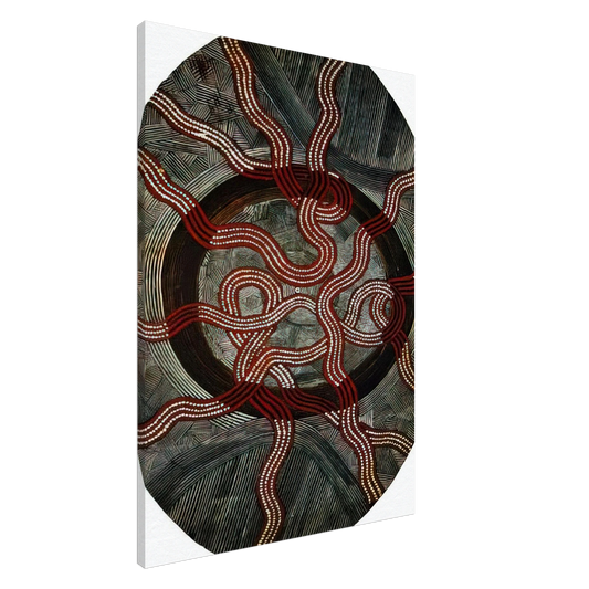 Clifford Possum Tjapaltjarri - Untitled Snake Dreaming - 1972 Canvas - 20x30 cm / 8x12 inches-canvas