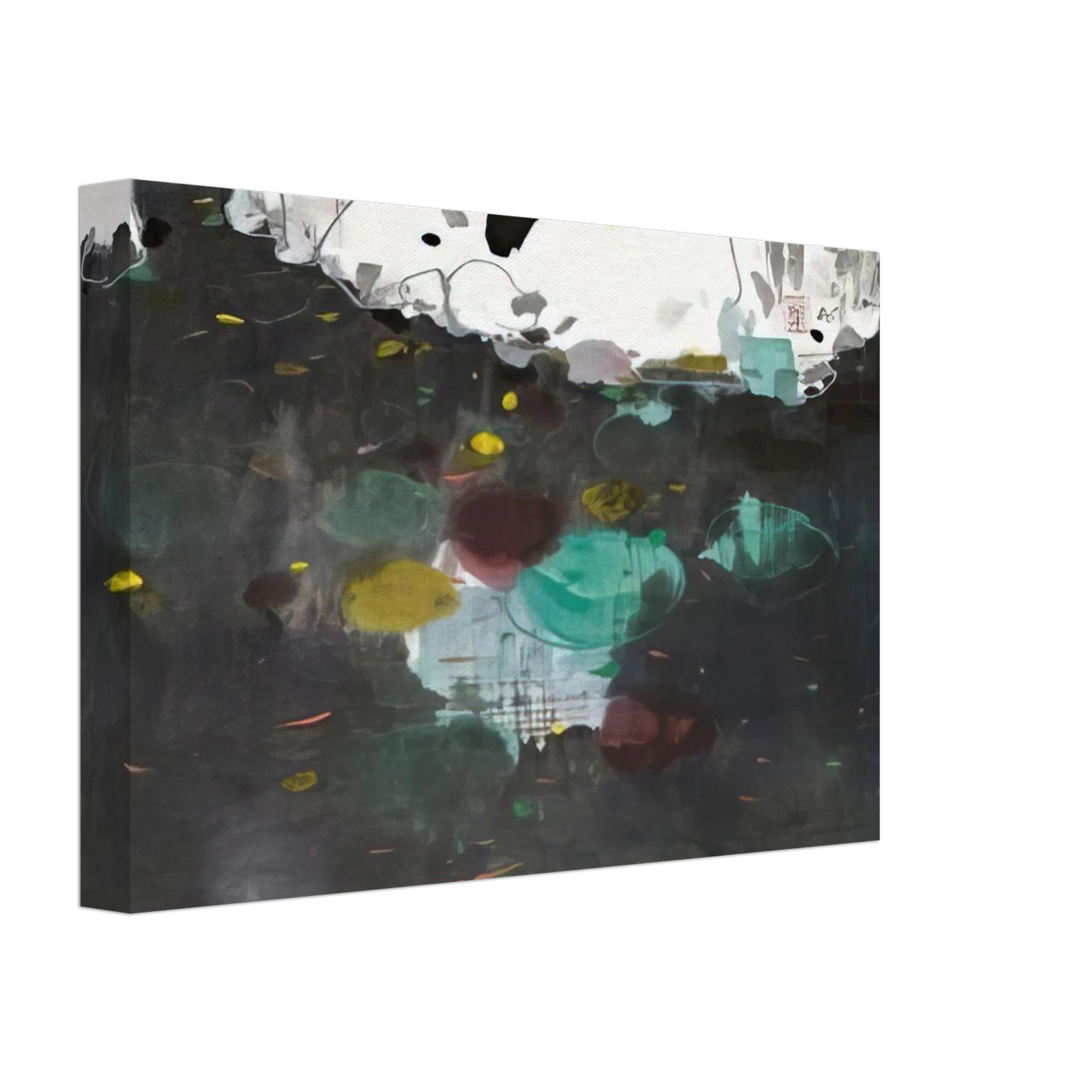 Wu Guanzhong - Fishes - 1986 Canvas - 70x100 cm / 28x40 inches-canvas