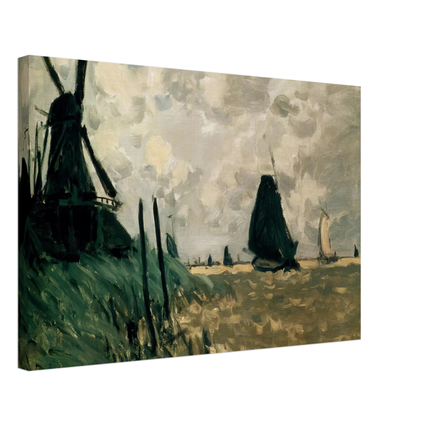 claude monet - A Windmill near Zaandam Canvas - 40x60 cm / 16x24 inches-canvas