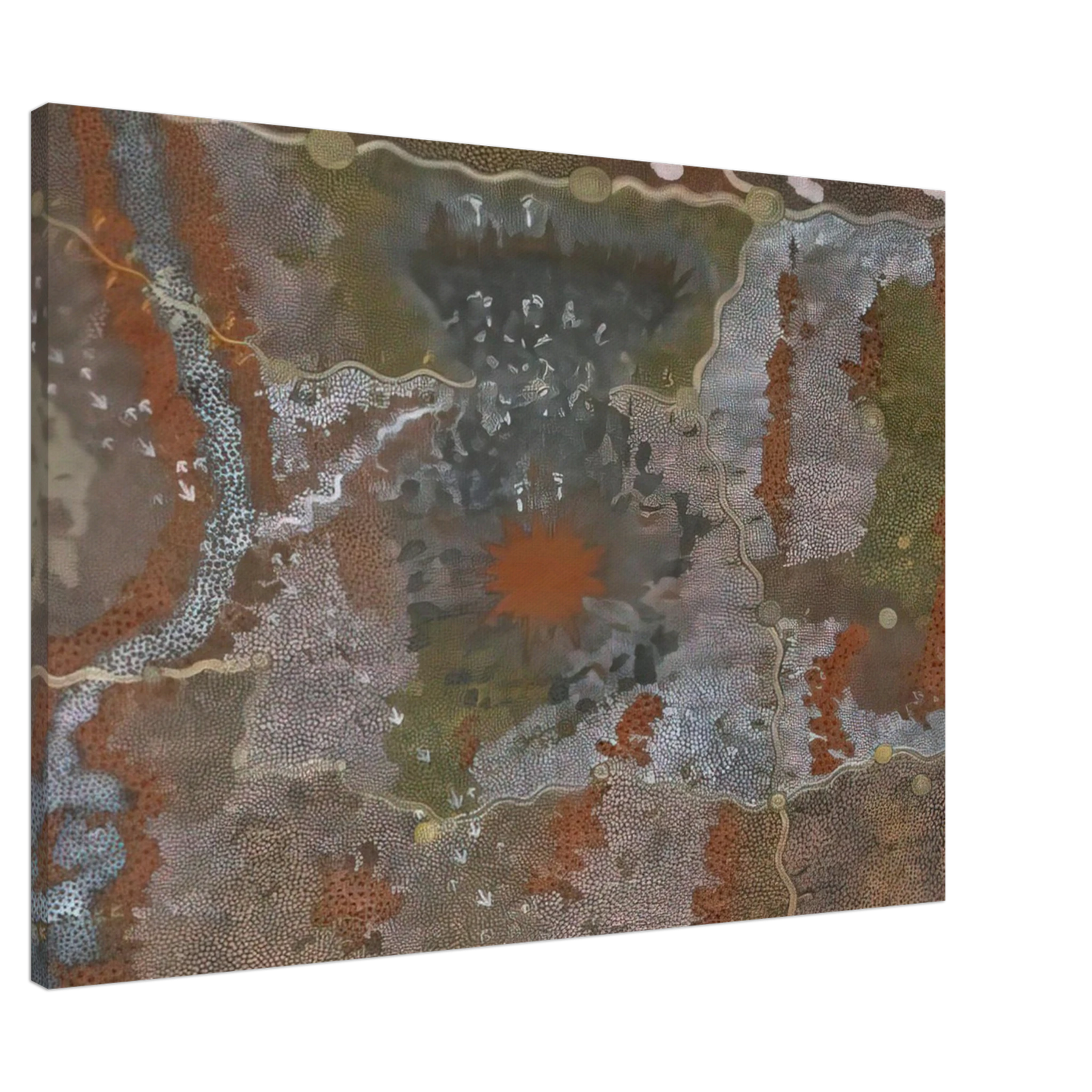 Clifford Possum Tjapaltjarri - Warlugulong with Tim Leura Tjapaltjarri - 1976 Canvas - 20x30 cm / 8x12 inches-canvas