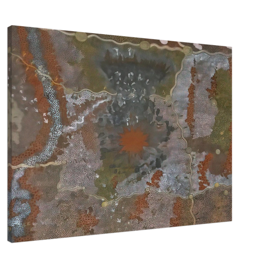 Clifford Possum Tjapaltjarri - Warlugulong with Tim Leura Tjapaltjarri - 1976 Canvas - 20x30 cm / 8x12 inches-canvas