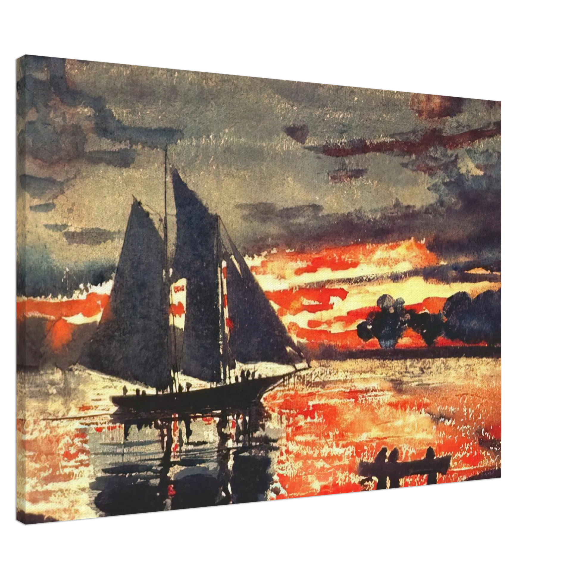 Winslow Homer - SUNSET FIRES Canvas - Default Title-canvas