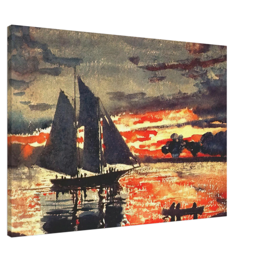 Winslow Homer - SUNSET FIRES Canvas - Default Title-canvas