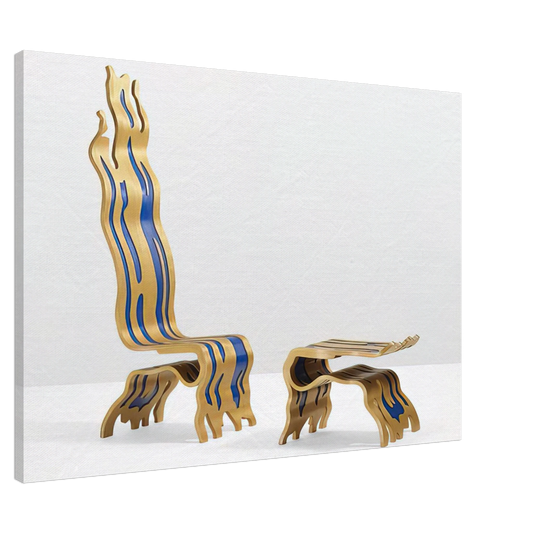 Roy Lichtenstein - BRUSHSTROKE CHAIR AND OTTOMAN 1988 Canvas - 20x30 cm / 8x12 inches-canvas