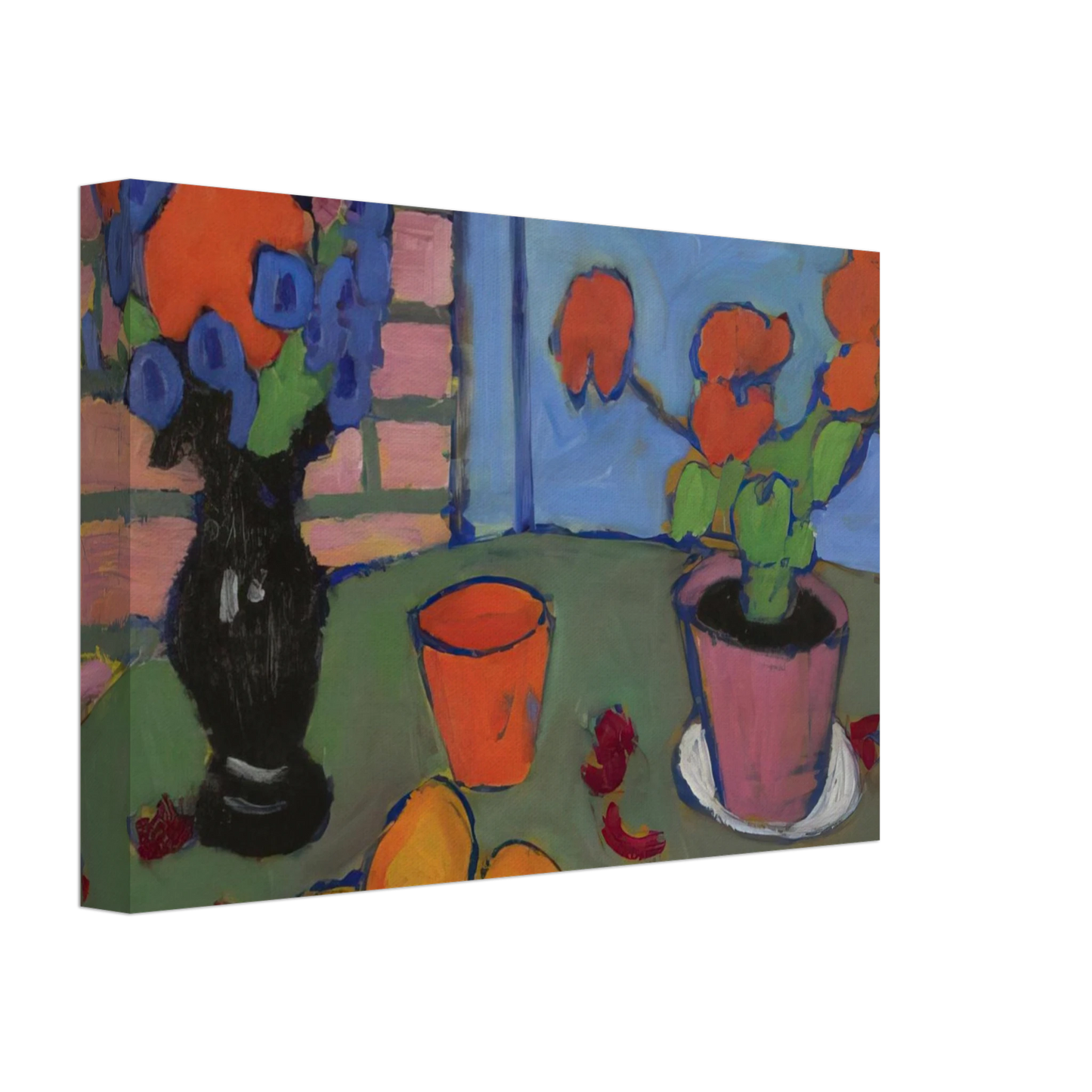 Alexej von Jawlensky - STILL LIFE WITH FLOWERS AND ORANGES 1909 Canvas - 40x60 cm / 16x24 inches-canvas