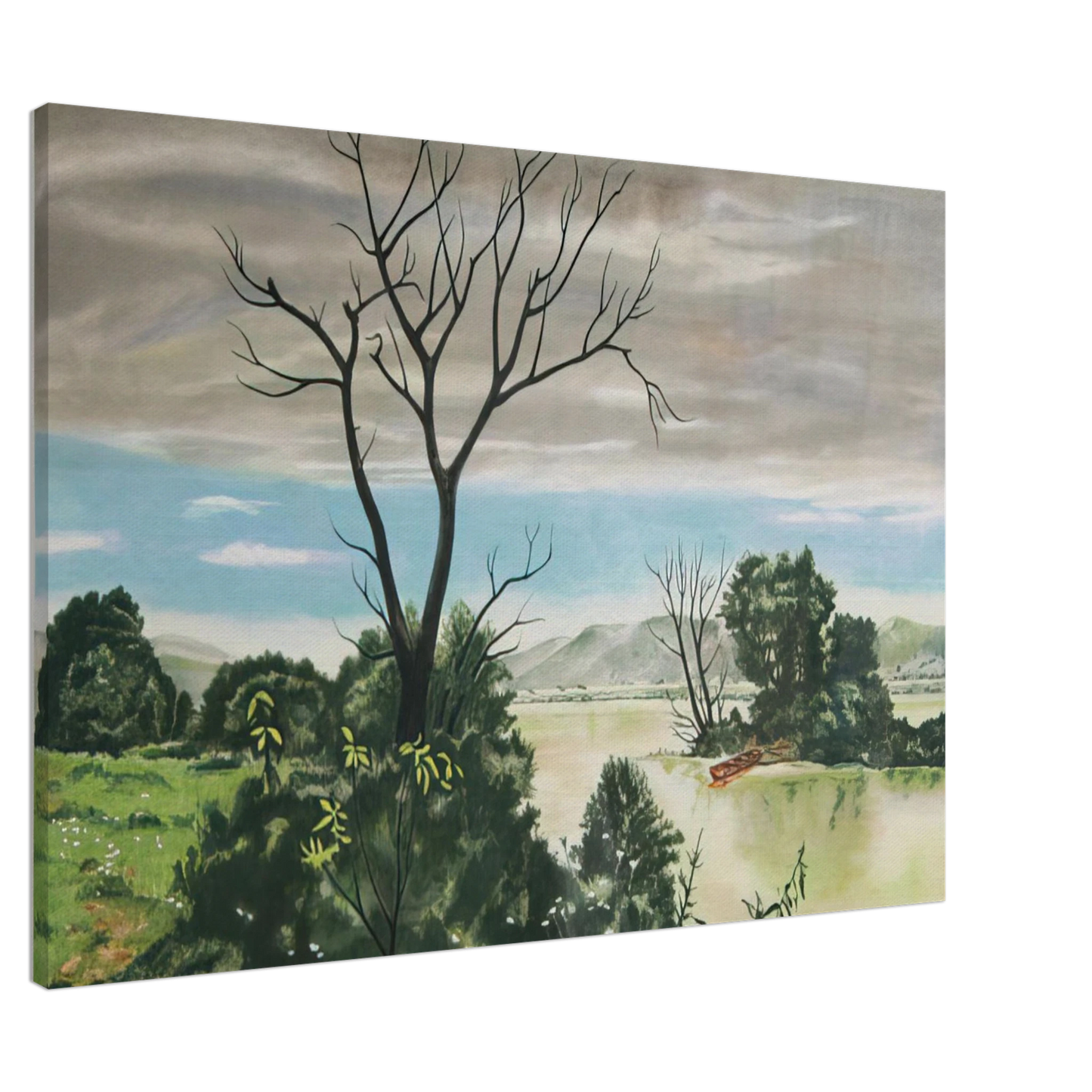 Clarence Holbrook Carter - Untitled - Early Spring Landscape - 1979 Canvas - 20x30 cm / 8x12 inches-canvas