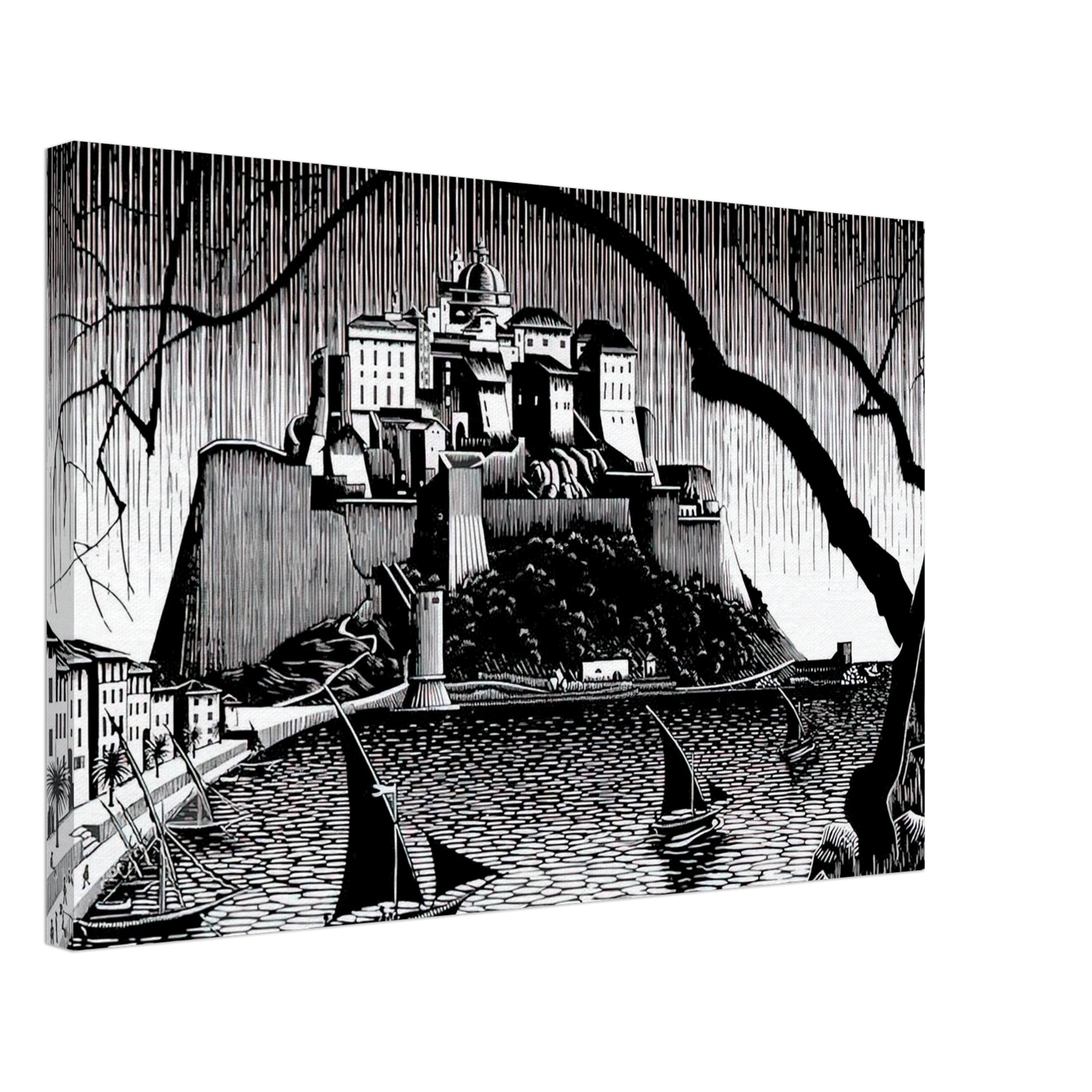 MC Escher - CITADEL OF CALVI CORSICA Canvas - 40x60 cm / 16x24 inches-canvas