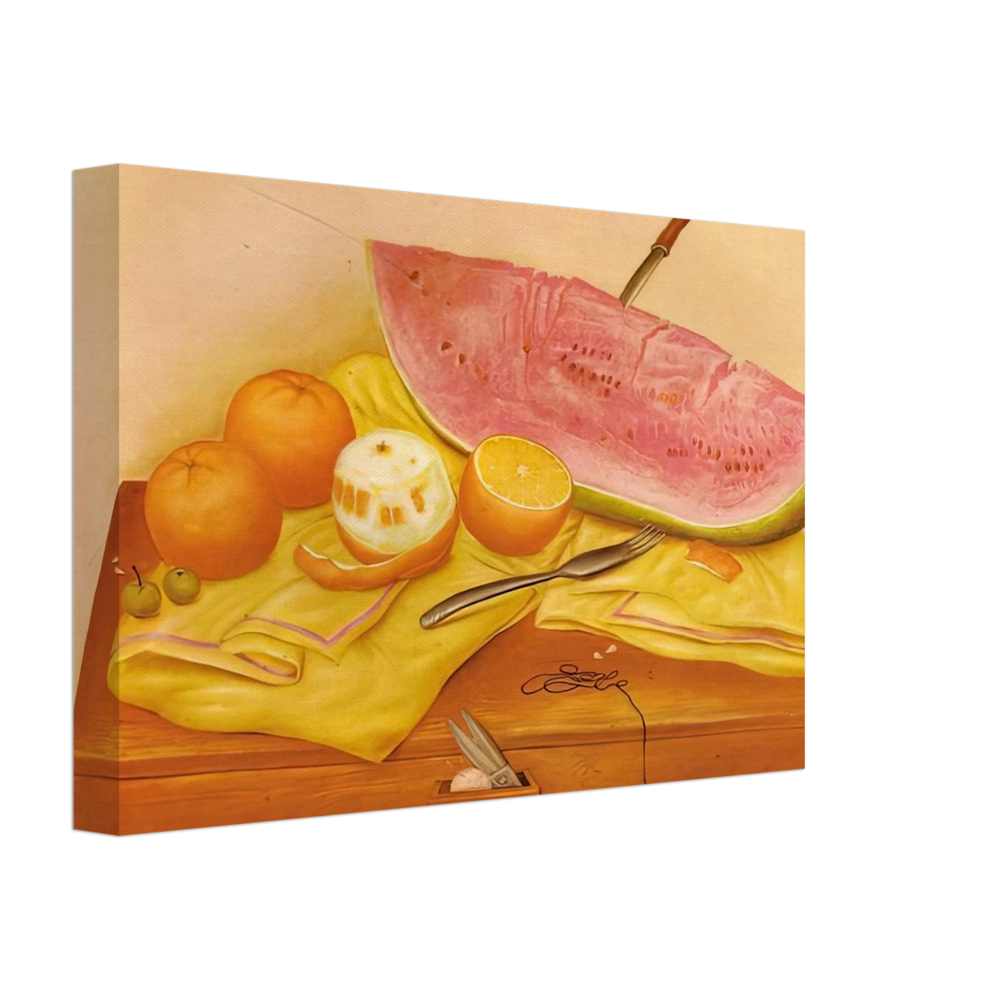 Fernando Botero - WATERMELONS AND ORANGES Canvas - 40x60 cm / 16x24 inches-canvas