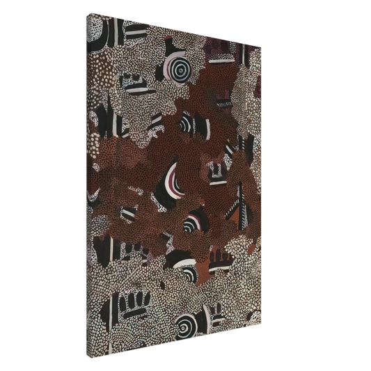 Clifford Possum Tjapaltjarri - Bush Fire II - 1972 Canvas - 20x30 cm / 8x12 inches-canvas