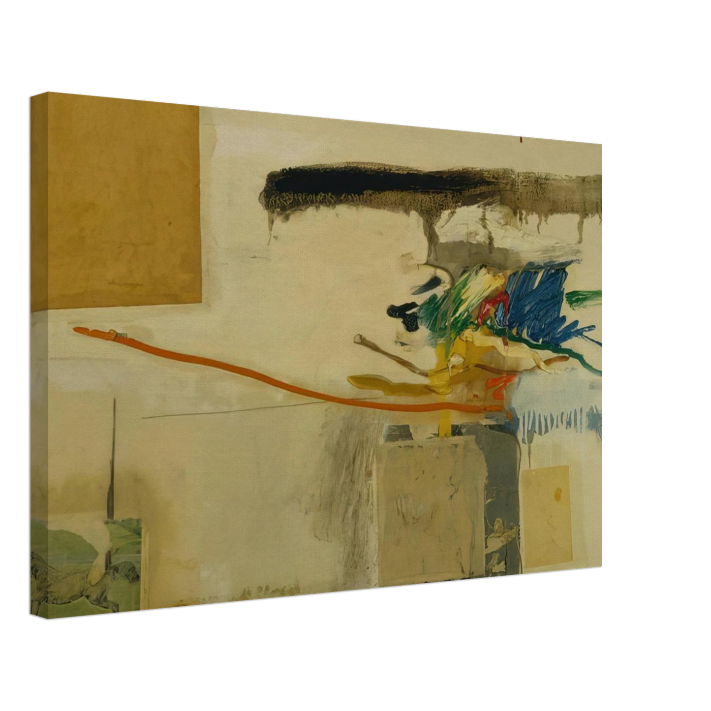 Robert Rauschenberg - UNTITLED FORMERLY TITLED COLLAGE WITH HORSE 1957 Canvas - 40x60 cm / 16x24 inches-canvas