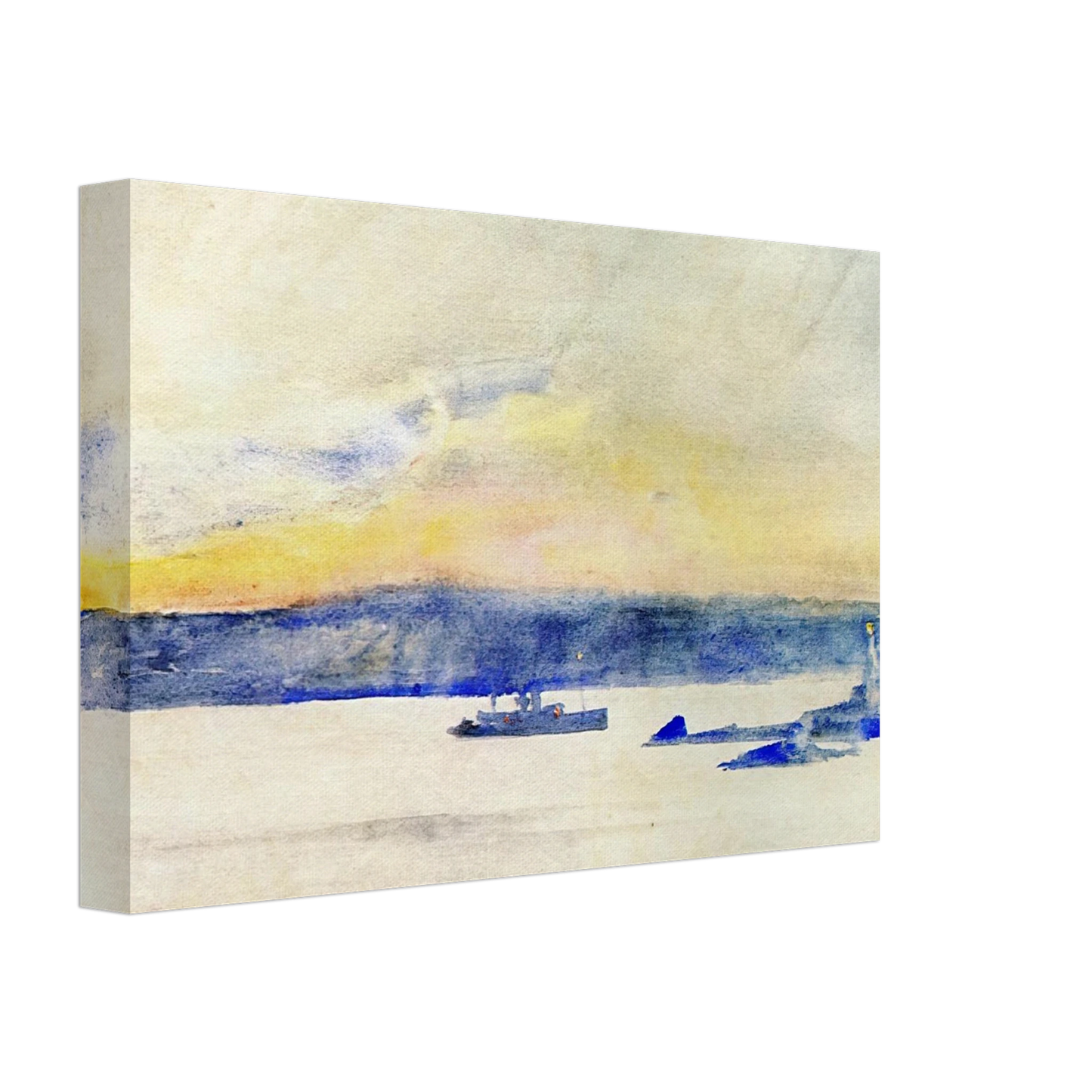 Childe Hassam - Afterglow, Gloucester Harbor aka Ten Pound Island LIght Canvas - 40x60 cm / 16x24 inches-canvas