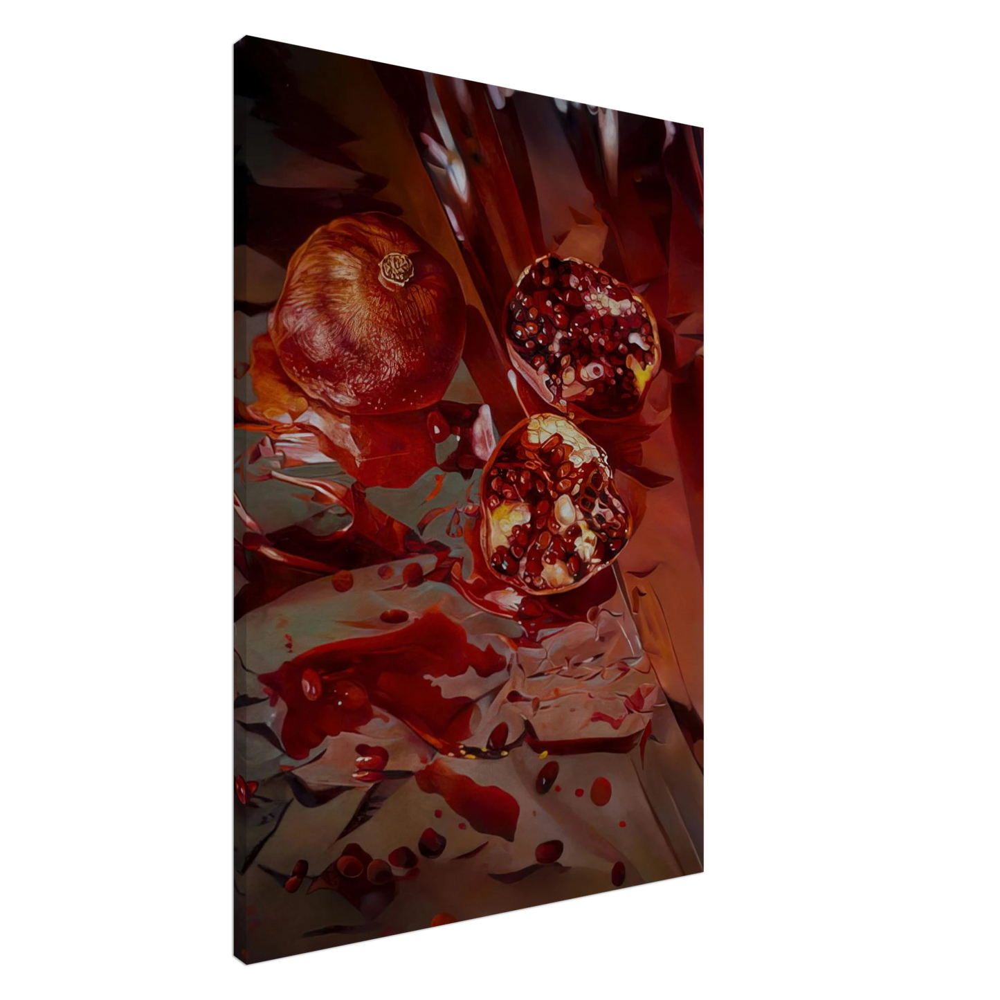 Mary Pratt - Threads of Scarlet, Pieces of Pomegranate - 2005 Canvas - 20x30 cm / 8x12 inches-canvas