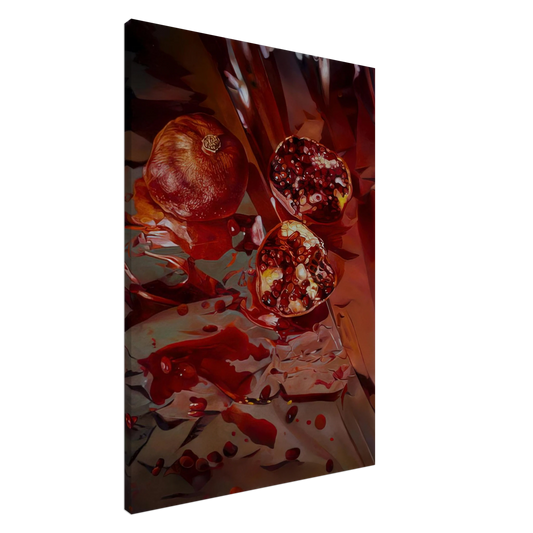 Mary Pratt - Threads of Scarlet, Pieces of Pomegranate - 2005 Canvas - 20x30 cm / 8x12 inches-canvas