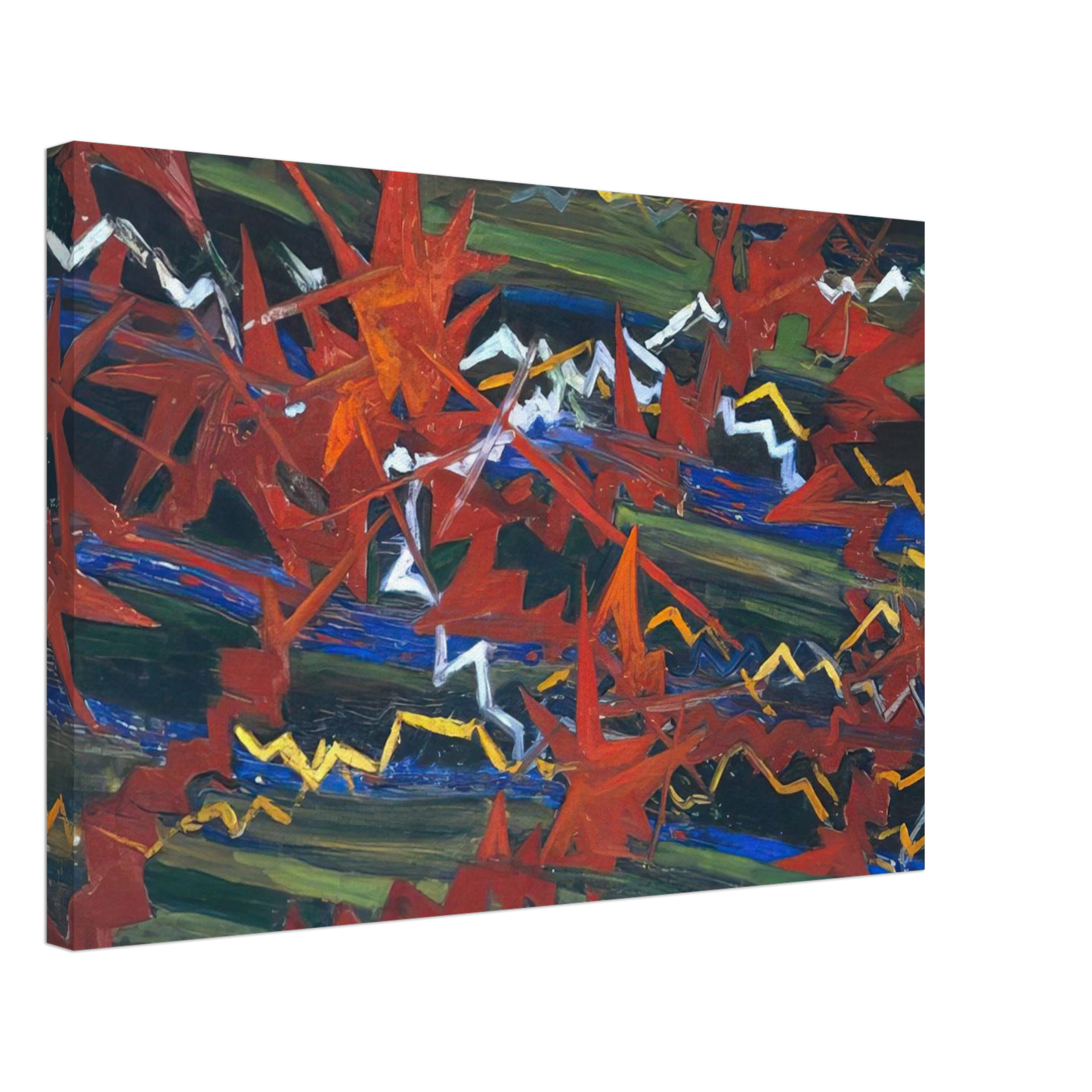 Gerardo Dottori - Explosion of Red on Green Canvas - 70x100 cm / 28x40 inches-canvas