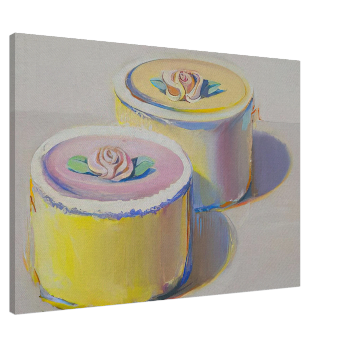 Wayne Thiebaud - Rosebud Cakes - 1995 Canvas - 20x30 cm / 8x12 inches-canvas