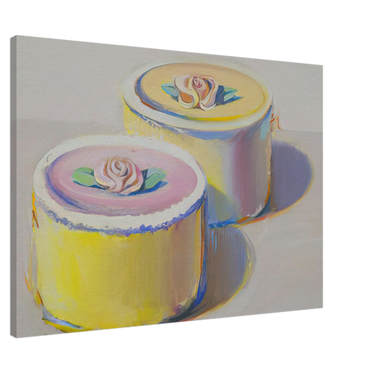 Wayne Thiebaud - Rosebud Cakes - 1995 Canvas - 20x30 cm / 8x12 inches-canvas