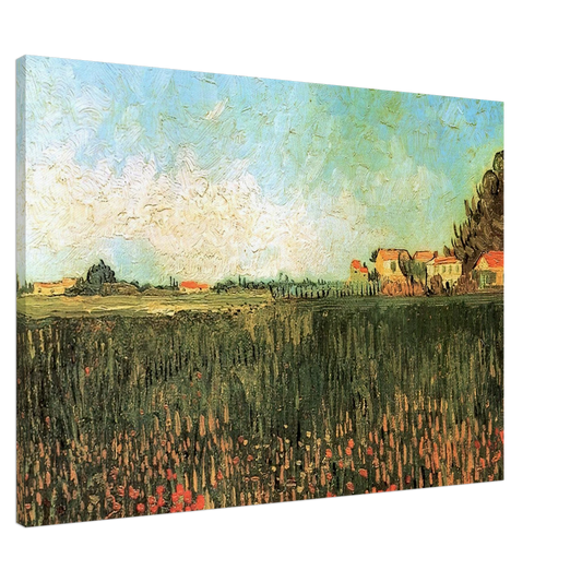 Vincent van Gogh - Farmhouses in a Wheat Field Near Arles Canvas - 20x30 cm / 8x12 inches-canvas