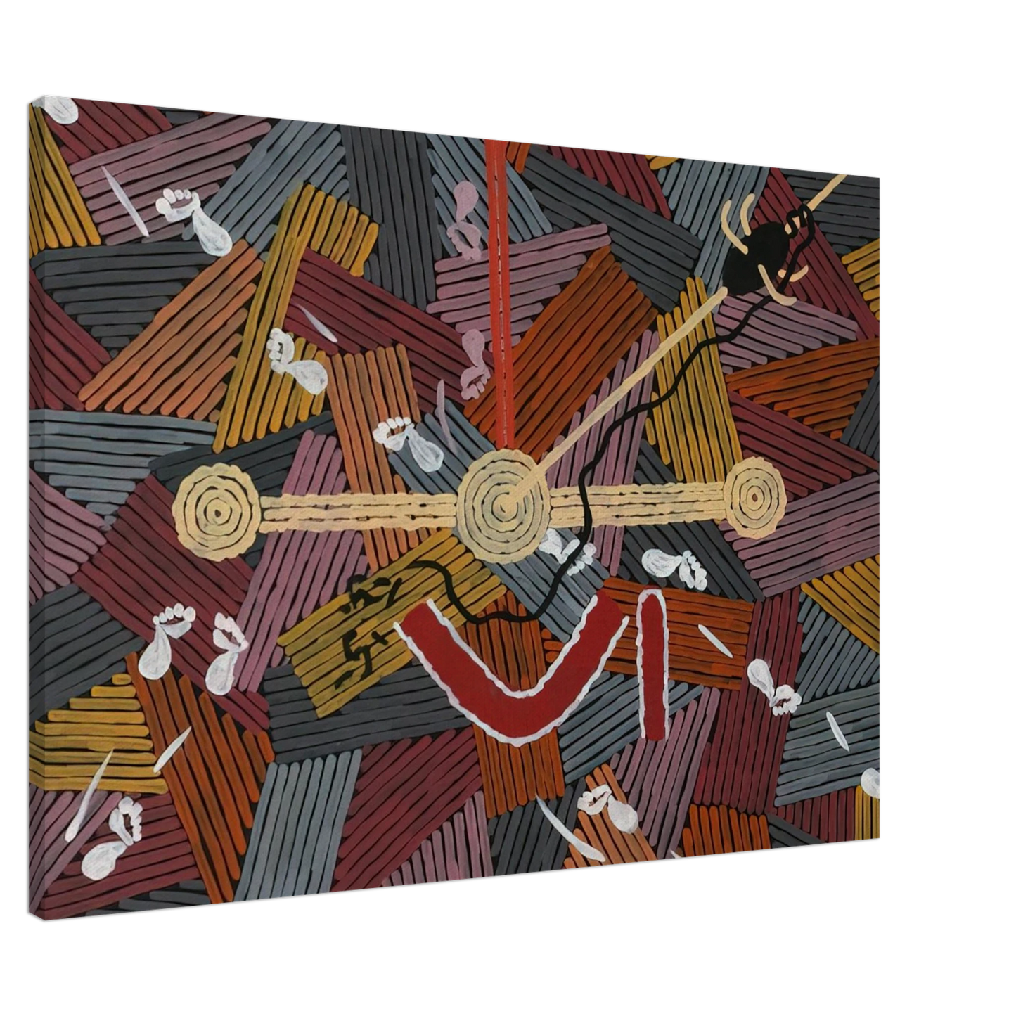 Clifford Possum Tjapaltjarri - Men's Love Story - 1996 Canvas - 20x30 cm / 8x12 inches-canvas