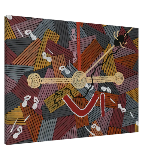 Clifford Possum Tjapaltjarri - Men's Love Story - 1996 Canvas - 20x30 cm / 8x12 inches-canvas