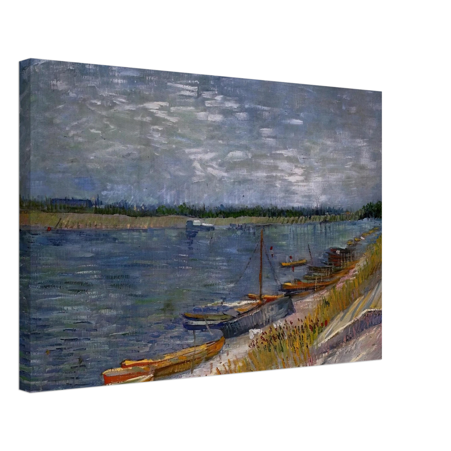 Vincent van Gogh - Moored Boats Canvas - 70x100 cm / 28x40 inches-canvas