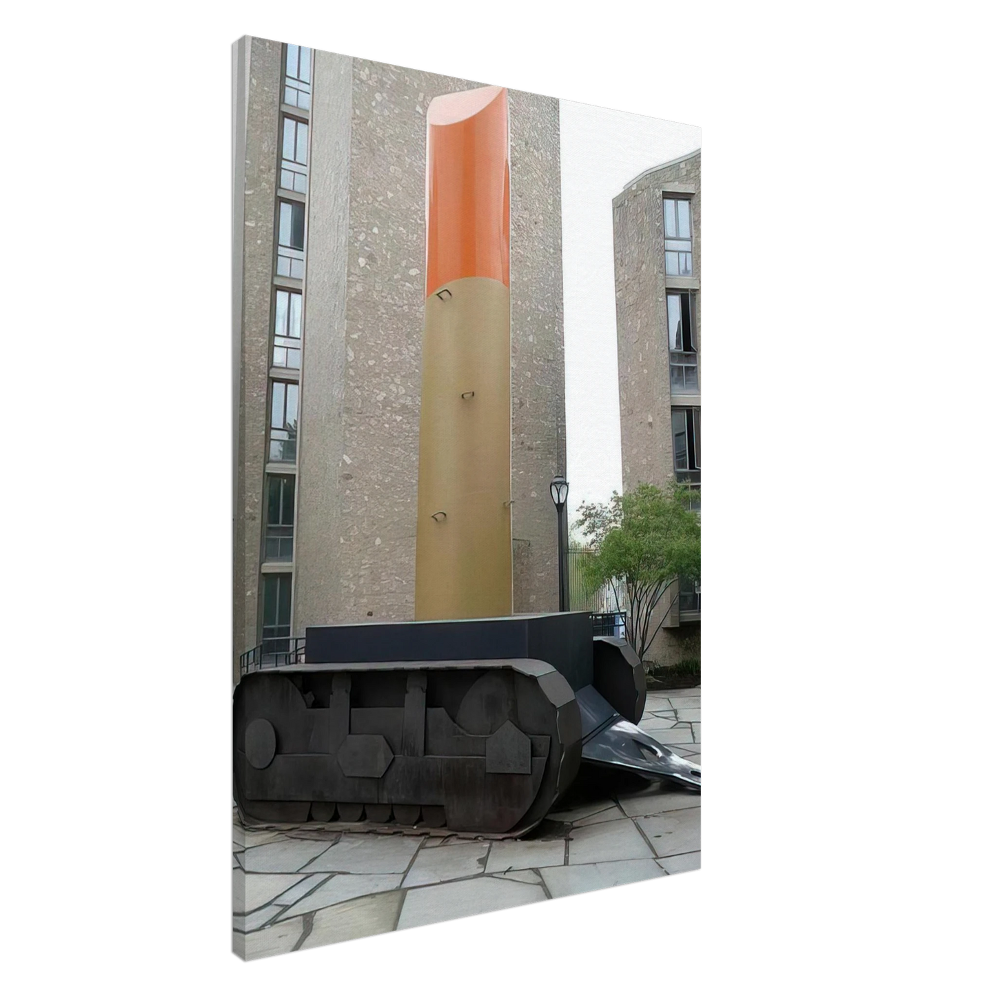 Claes Oldenburg - LIPSTICK ASCENDING ON CATERPILLAR TRACKS 1969 Canvas - 20x30 cm / 8x12 inches-canvas
