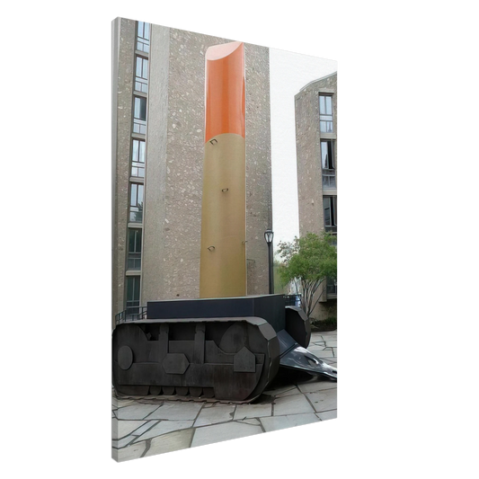 Claes Oldenburg - LIPSTICK ASCENDING ON CATERPILLAR TRACKS 1969 Canvas - 20x30 cm / 8x12 inches-canvas