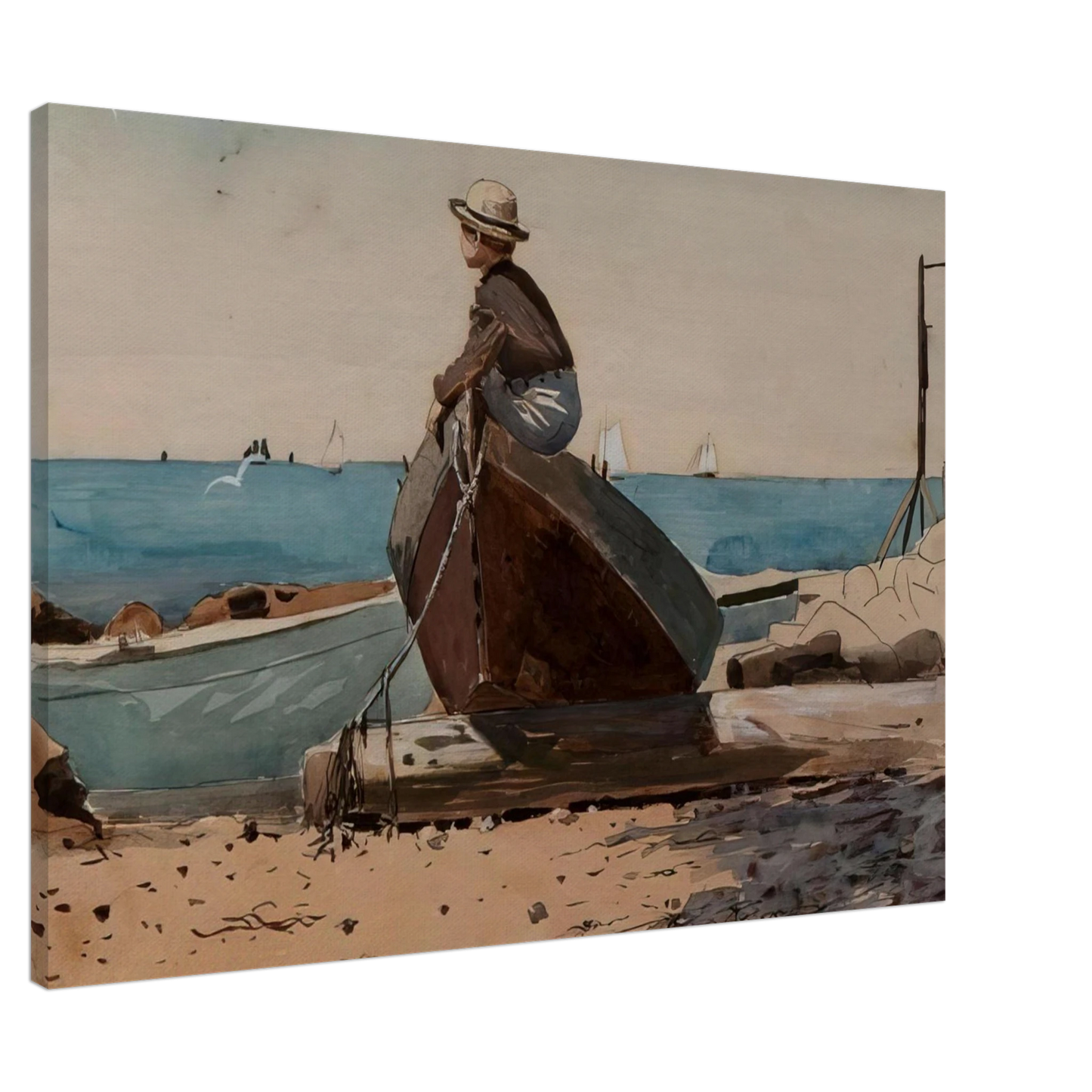 Winslow Homer - WAITING FOR DAD Canvas - 20x30 cm / 8x12 inches-canvas