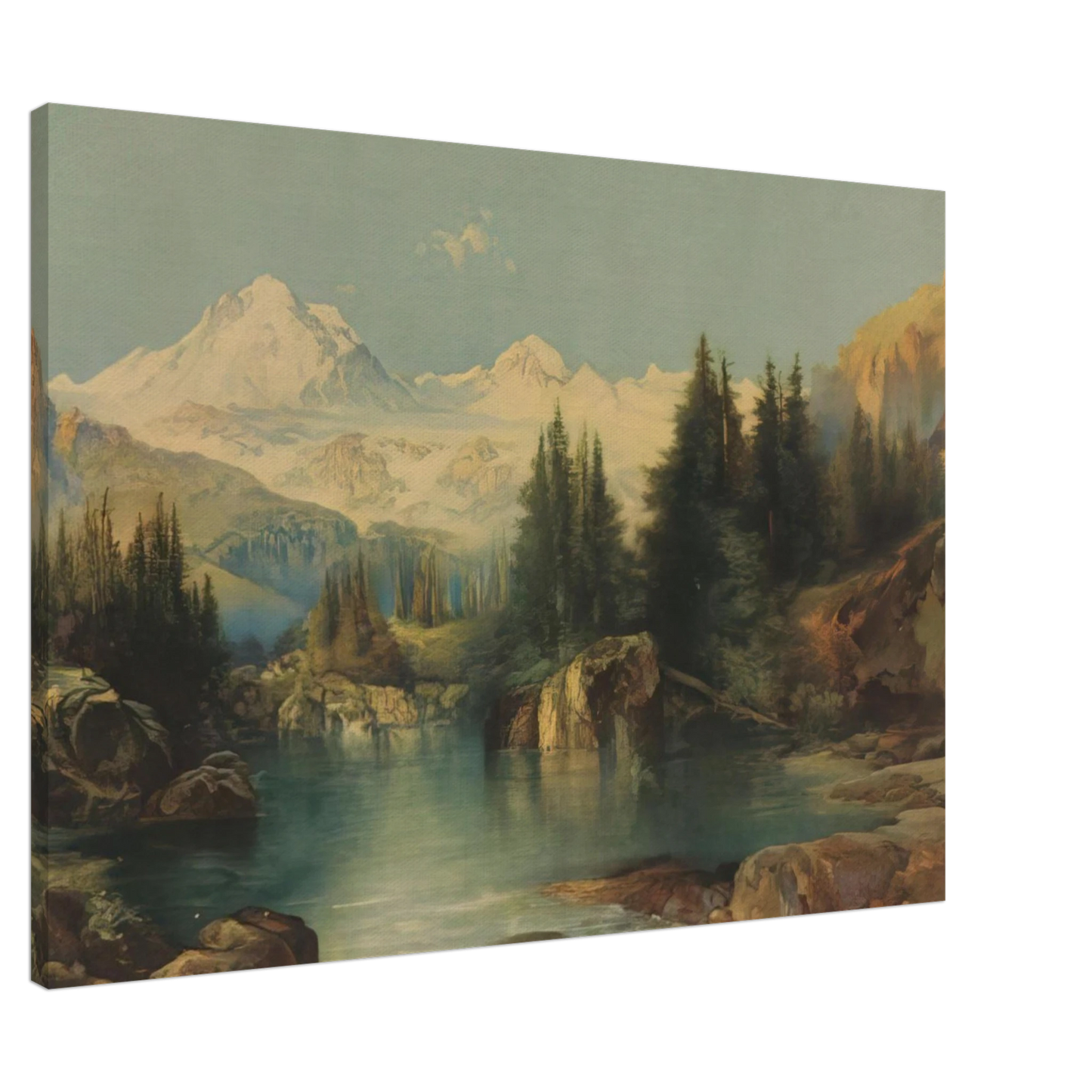 Thomas Moran - View of the Rocky Mountains Canvas - 20x30 cm / 8x12 inches-canvas