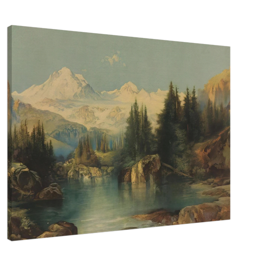 Thomas Moran - View of the Rocky Mountains Canvas - 20x30 cm / 8x12 inches-canvas