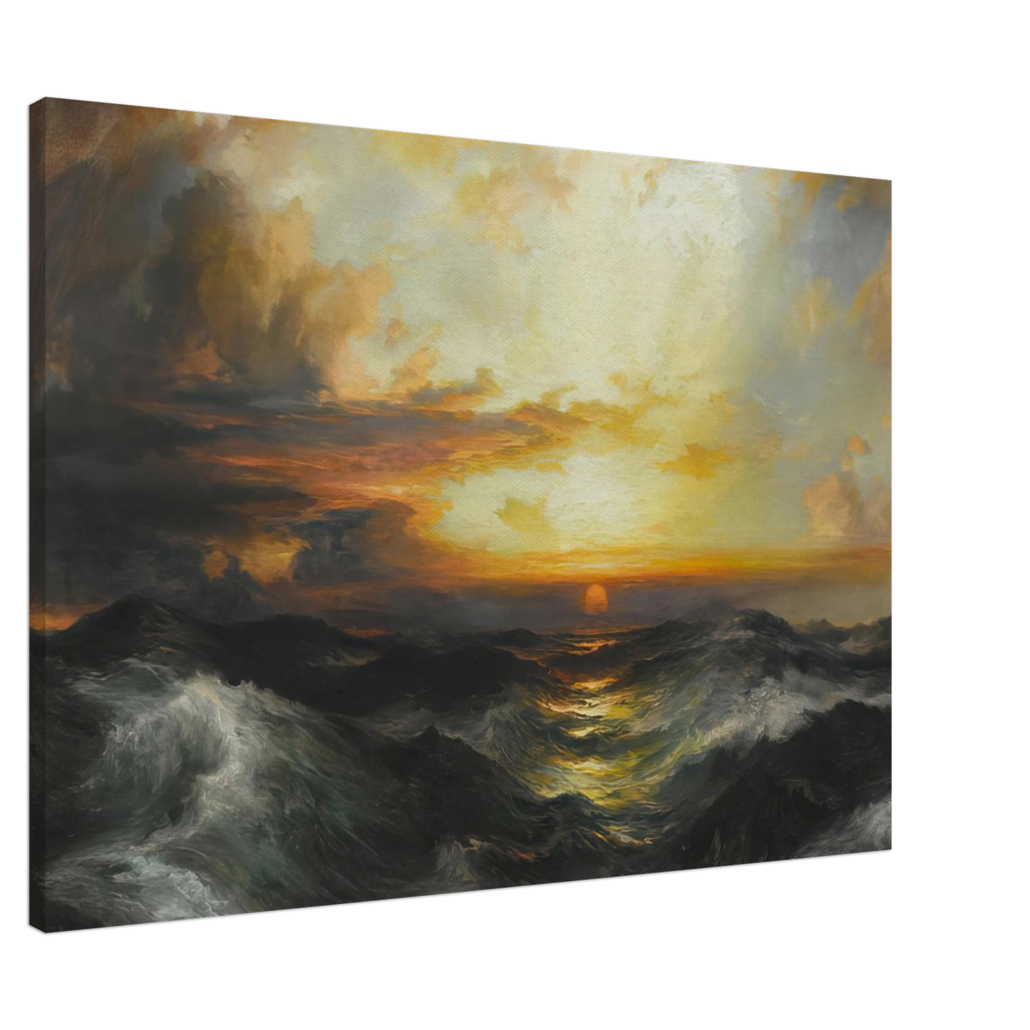 Thomas Moran - Setting Sun at Sea Canvas - 20x30 cm / 8x12 inches-canvas