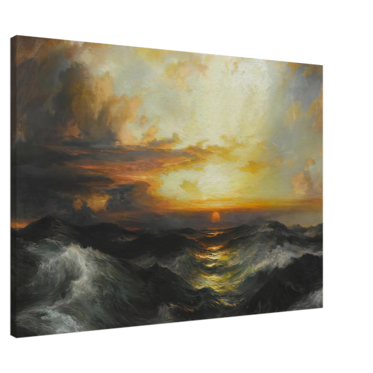 Thomas Moran - Setting Sun at Sea Canvas - 20x30 cm / 8x12 inches-canvas