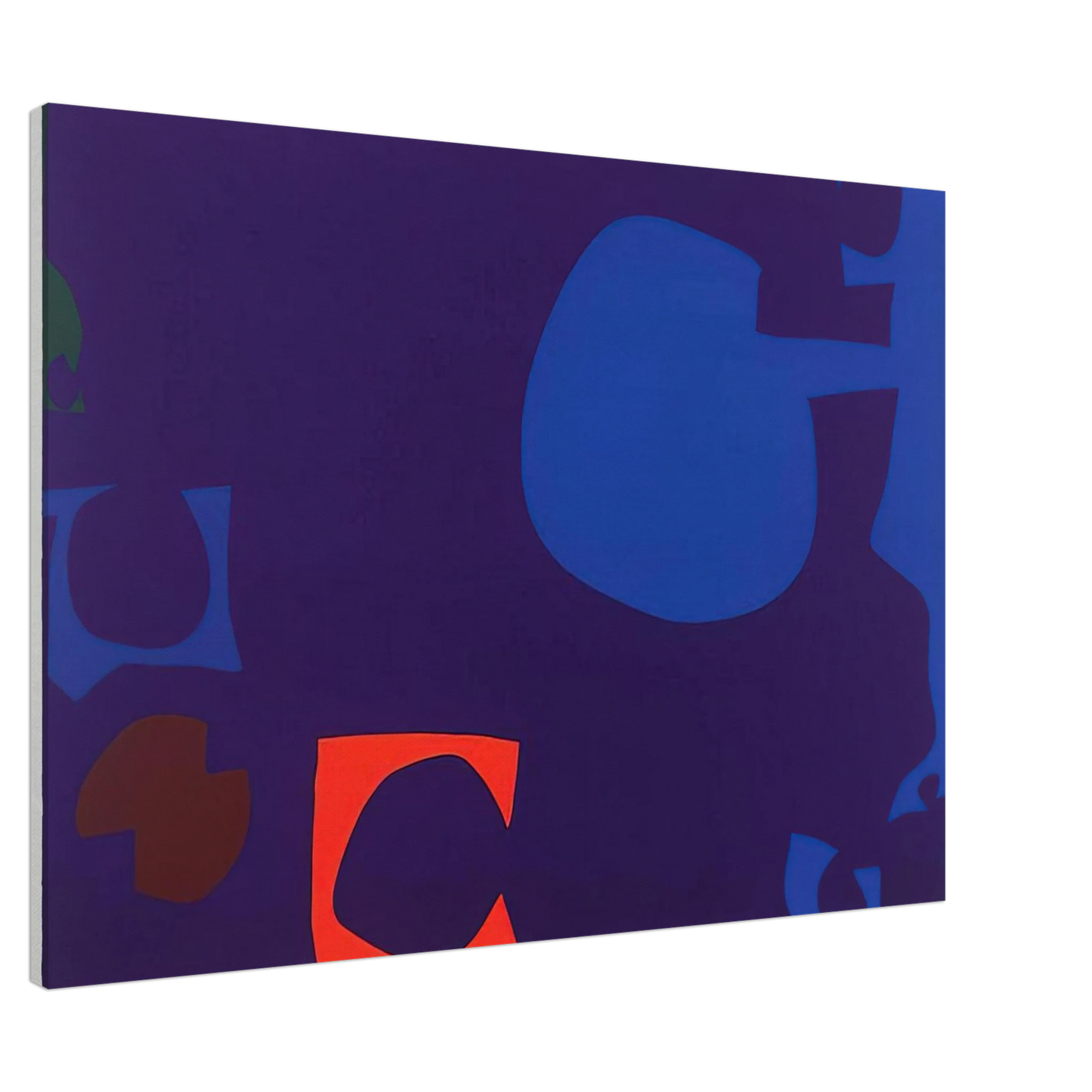 Patrick Heron - Blue and Deep Violet with Orange, Brown and Green - 1970 Canvas - 20x30 cm / 8x12 inches-canvas