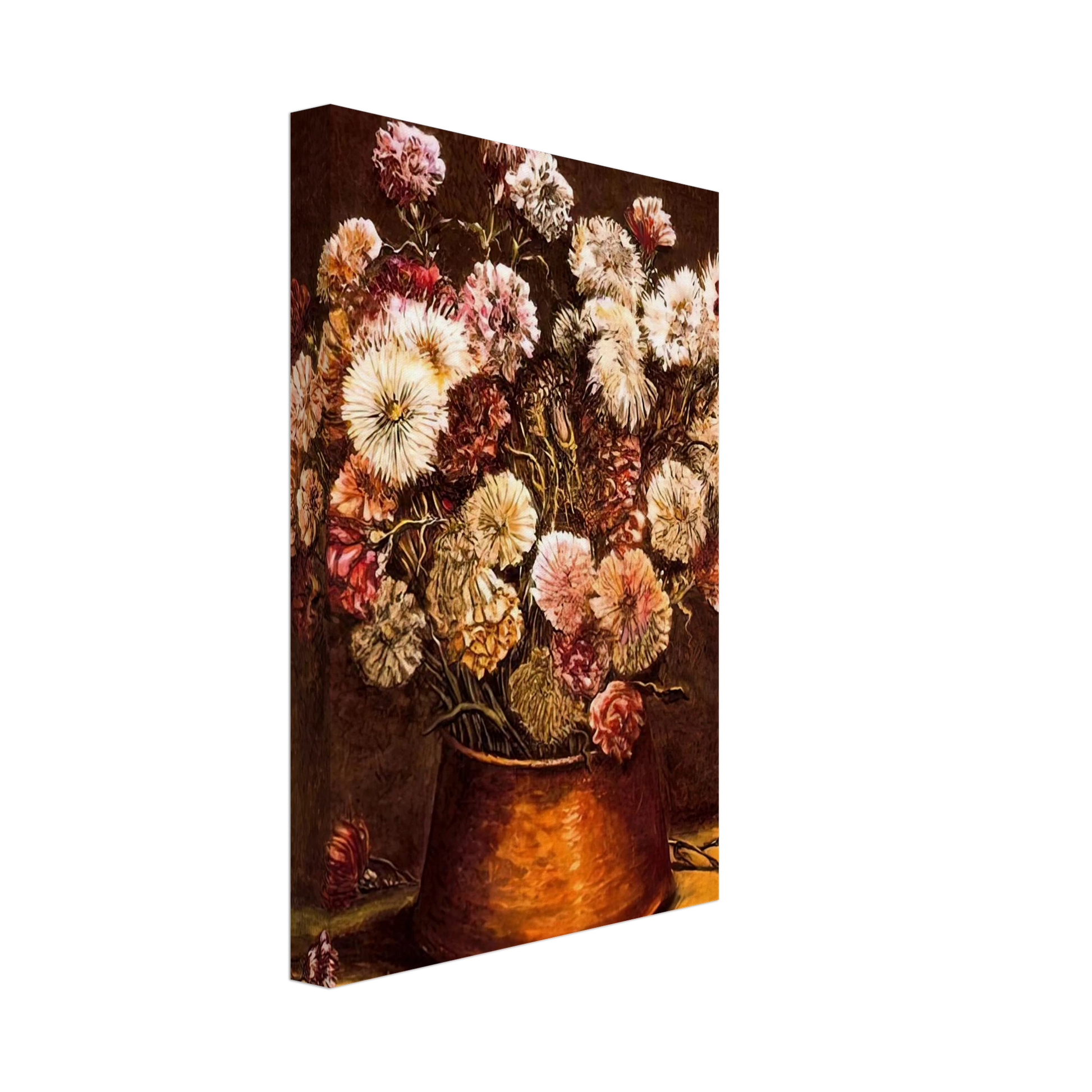 Giorgio de Chirico - STILL LIFE WITH FLOWERS IN COPPER BOWL Canvas - 40x60 cm / 16x24 inches-canvas