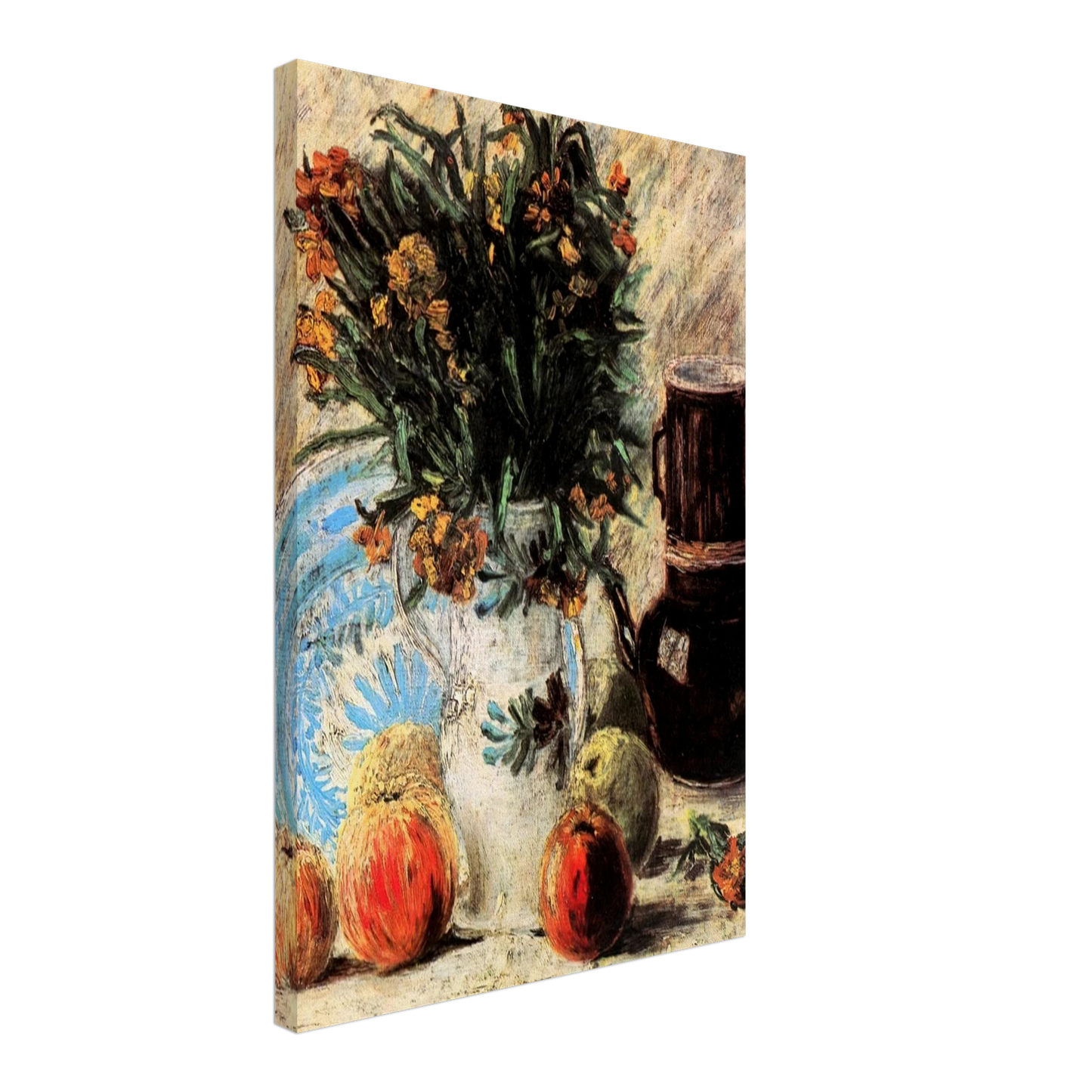 Vincent van Gogh - Vase with Flowers, Coffeepot and Fruit Canvas - 40x60 cm / 16x24 inches-canvas