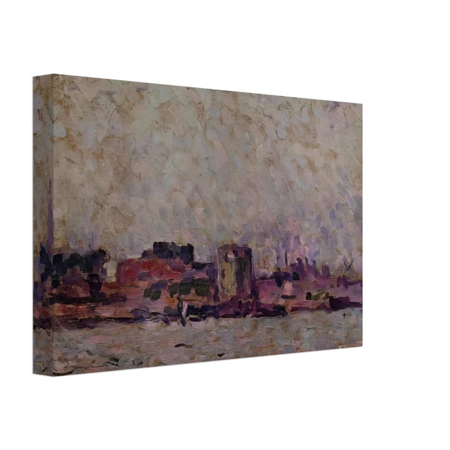 Theo van Rysselberghe - MORNING FOG OVER THE PORT OF VEER HOLLAND 1906 Canvas - 70x100 cm / 28x40 inches-canvas