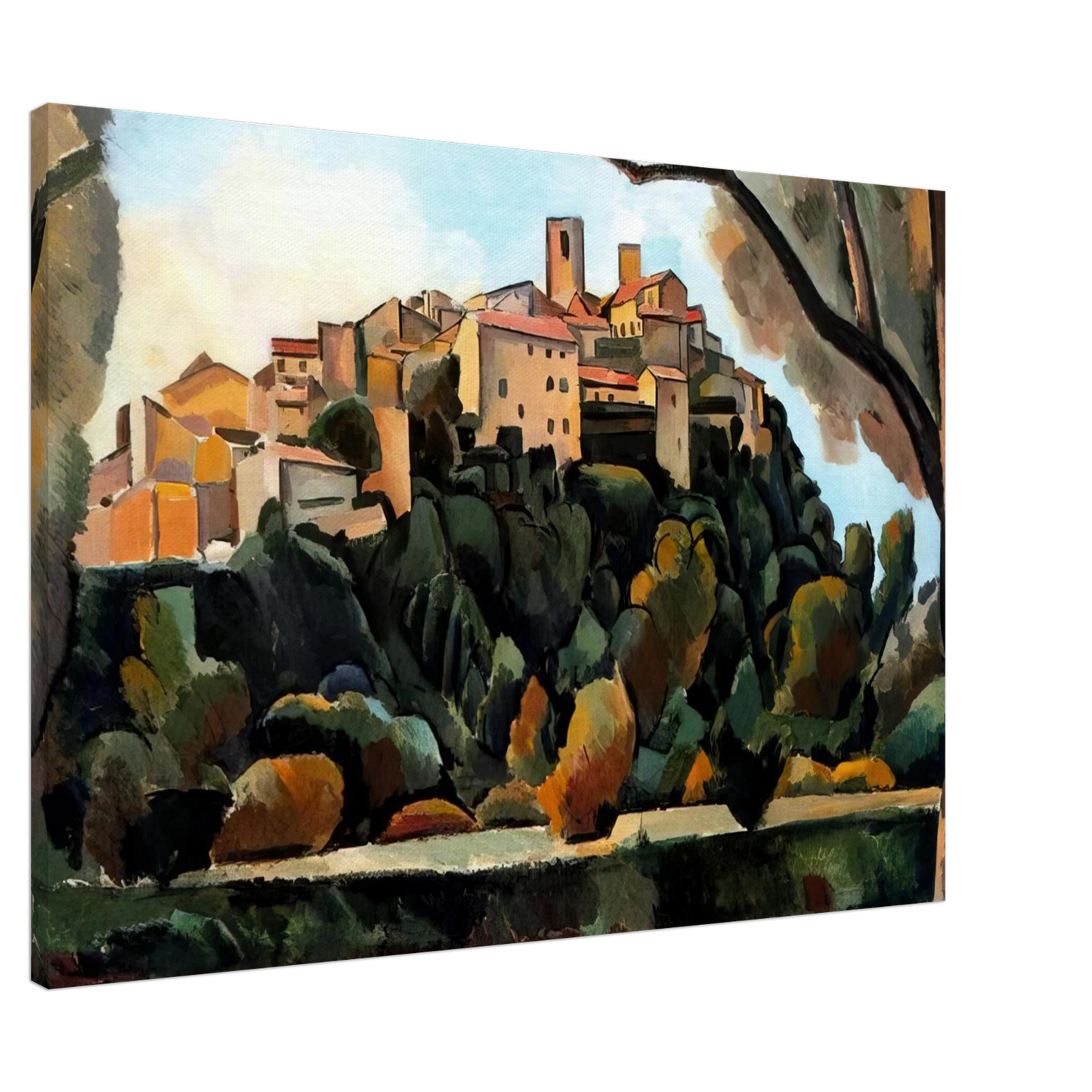 Andre Derain - VISTA DE SAINT PAUL DE VENCE 1910 Canvas - 20x30 cm / 8x12 inches-canvas