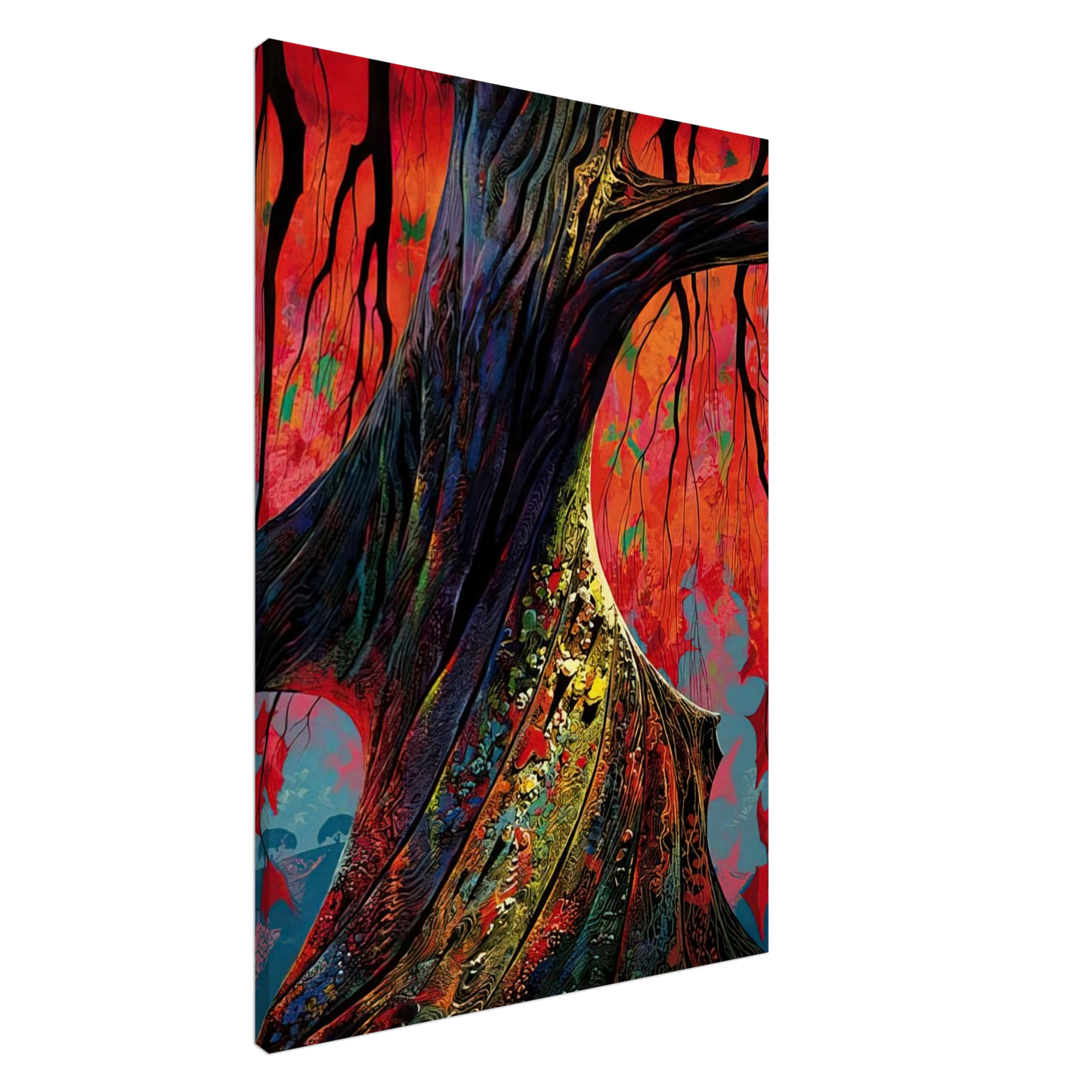Eyvind Earle - Fire red and gold Canvas - 20x30 cm / 8x12 inches-canvas
