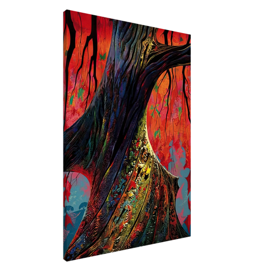 Eyvind Earle - Fire red and gold Canvas - 20x30 cm / 8x12 inches-canvas