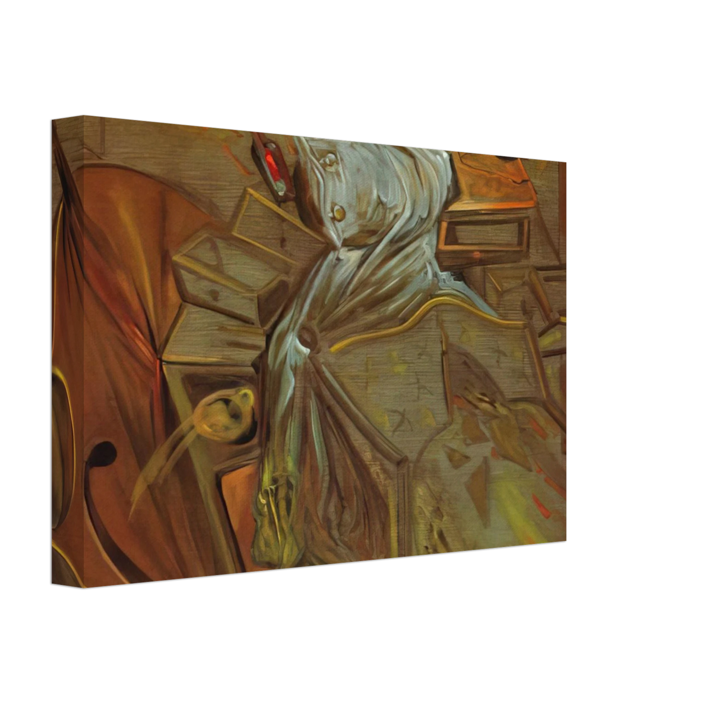 Salvador Dali - BED AND TWO BEDSIDE TABLES FEROCIOUSLY ATTACKING A CELLO Canvas - 40x60 cm / 16x24 inches-canvas