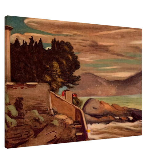 Giorgio de Chirico - LANDSCAPE NEAR GENOVA Canvas - 20x30 cm / 8x12 inches-canvas