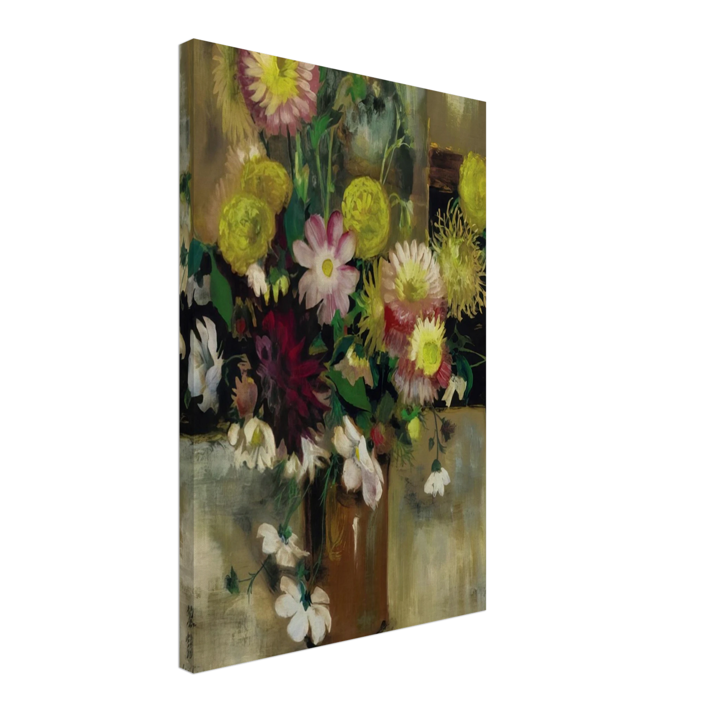 Le Pho - Anemones and Dahlias - Post-Impressionism Canvas - 40x60 cm / 16x24 inches-canvas