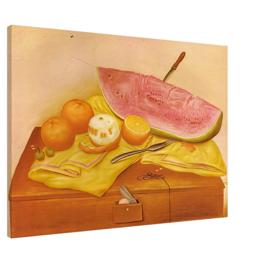 Fernando Botero - WATERMELONS AND ORANGES Canvas - 20x30 cm / 8x12 inches-canvas