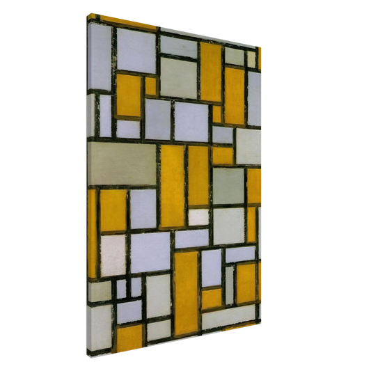 Piet Mondrian - Composition with Gray and Light Brown Canvas - 20x30 cm / 8x12 inches-canvas