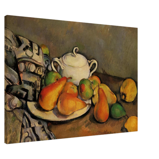 Paul Cezanne - Sugarbowl, Pears and Tablecloth Canvas - 20x30 cm / 8x12 inches-canvas